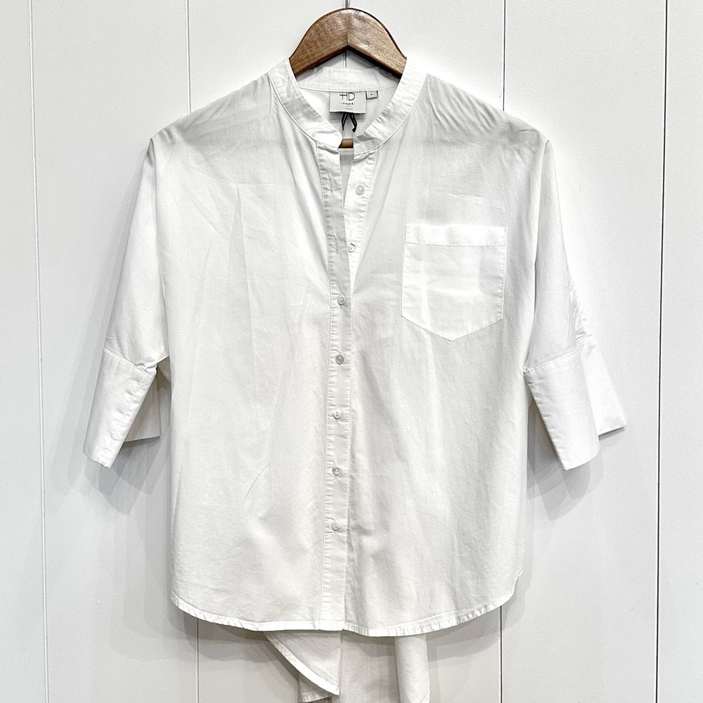 *Like New* ANTHROPOLOGIE x HD in Paris Mandarin Collar ButtonDown High/Low Hem—M